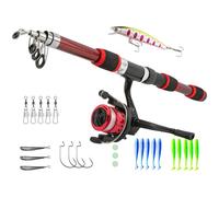 Kit de pesca para niños, caña de pescar y carrete combo de 1,8 m | Equipo de pesca infantil, kit de equipamiento de muelle pequeño, set de ataque a los peces juveniles, set de iniciación para