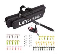 Kit de pesca para principiantes con caña, carrete, anzuelos y cebos para aprender los conceptos básicos de la pesca (B-160 cm)