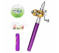 Kit de Pesca portátil telescópico en Forma bolígrafo con Carrete - Juego caña Plegable Bolsillo para Amantes la