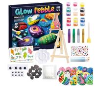 Kit de piedras de pintura | Kit de pintura de piedra que en la oscuridad para niños, juego de manualidades de pintura de piedra para hijo, hija, niños, adolescentes, niñas, niños, jóvenes y