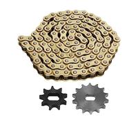 Kit de piñón de cadena 428, cadena de transmisión dorada de aleación de aluminio de 106 eslabones con juego de piñones 9T 14T para motocicleta y bicicleta