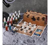 Kit de pintura acrílica en miniatura, 22 modelos a base de agua, juego de pintura para principiantes, incluye base metálica dorada y plateada, imprimación con pincel, 7 figuras NPC-BadGuys, regalo
