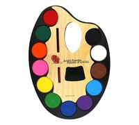 Kit de pintura artística: paleta de acuarela vibrante, bandeja de pintura ovalada portátil con ranura para pincel integrada, mezcla de colores de 12 pigmentos lavables, ideal para estudios de trabajo
