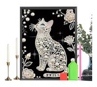Kit de Pintura con Perlas,Decoración de cuentas sin marco hecha a mano DIY con forma de gato | Kits de arte de cuentas para adultos - Para Decoración de Pared en el Hogar, Mujeres, Cumpleaños, Día de