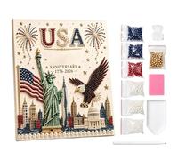 Kit de pintura con perlas para adultos - Aniversarios de 1776-2026 pinturas con cuentas artesanales, juego patriótico con cuentas de lunares, para familias principiantes, veteranos adultos, patriótico