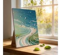 Kit de pintura de cuentas de arte con diamantes, pintura de cuentas de bricolaje con marco de color, juego de pintura de perlas de mar de ensueño para principiantes, cuadro de punto de piedras