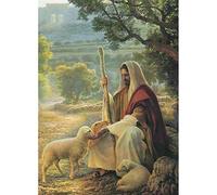 Kit de pintura de diamante 5D con números, Jesús y la oveja, Cristo Pastor 30 x 40 cm, lienzo de diamante completo con diamantes de punto de cruz (Jesús)