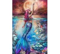 Kit de pintura de diamante 5D con taladro completo, sirena de diamantes de imitación de cristal, arte y manualidades, punto de cruz, cuadros por números, para adultos y niños, decoración de pared del