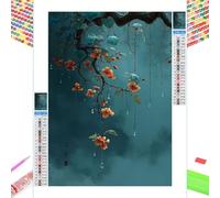 Kit de Pintura de Diamante 5D - Flor & Árbol - 30x50cm Diamond Painting para Adultos, Manualidades Creativas Anti-estrés, Full Drill Mosaico de Diamantes Cristales, Regalos para Mujer 1Z-597