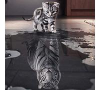 Kit de Pintura de Diamante 5D Gato y Tigre, Gato y Tigre Diamante Pintura por Número Kit, ImáGenes de Diamantes de Gato y Tigre 5D, con Juego de Herramientas Completo, para Decoración del Hogar
