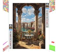 Kit de Pintura de Diamante 5D - Italia & Ciudad - 40x50cm Diamond Painting para Adultos, Manualidades Creativas Anti-estrés, Full Drill Mosaico de Diamantes Cristales, Regalos para Mujer 1Z-258