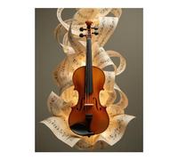 Kit de pintura de diamante 5D para adultos, hojas de música para violín, decoración de pared, kit de pintura de diamantes sin marco para adultos principiantes