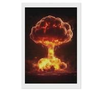 Kit de pintura de diamante de nube de hongos de explosión nuclear de perforación completa para decoración de pared del hogar, 8 x 12 pulgadas