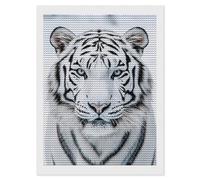 Kit de pintura de diamante de tigre blanco, redondo, para decoración de pared del hogar, 12 x 16 pulgadas