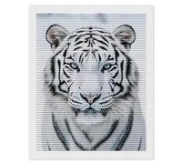 Kit de pintura de diamante de tigre blanco, redondo, para decoración de pared del hogar, 40,6 x 50,8 cm