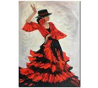 Kit de Pintura de Diamante Niños 5D DIY Kit de Punto de Cruz, Bailarina Vestido Negro Rojo 20x30cm Kit de Pintura de Diamante para Adultos, Bordado de Diamantes de para Hogar Decoración la Pared