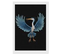 Kit de pintura de diamante redondo con diseño de garza y pájaro extendido en punto de cruz, para decoración de pared del hogar, 8 x 12 pulgadas