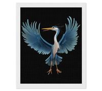 Kit de pintura de diamante redondo con diseño de garza y pájaro extendido en punto de cruz, para decoración de pared del hogar, 16 x 20 pulgadas