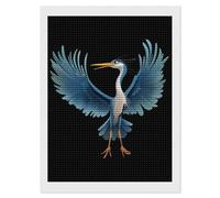 Kit de pintura de diamante redondo con diseño de garza y pájaro extendido en punto de cruz, para decoración de pared del hogar, 12 x 16 pulgadas