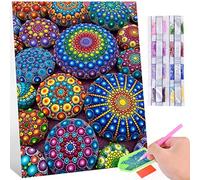 Kit de pintura de diamantes 5D por números, piedras de mandala, diamantes de cristal, pintura de arte con piedras de mandala, diamante redondo, perfecto para decoración de pared del hogar, 12 x 16