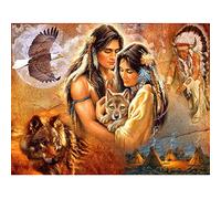 Kit de pintura de diamantes 5D, unicornio pequeño elefante perros para niños mariposa lobo flores, Wowdecor Full Drill DIY Diamond Art pintura de punto de cruz por números Indian
