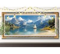 Kit de Pintura de Diamantes 5D,Veleros Arte Diamond Painting Completo,Dibujos de MontañAs Nevadas en Punto de Cruz con Rhinestones,Manualidades DIY para Decoración de Sala y Regalo 40x80cm 61F-8779