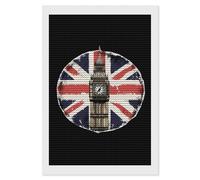Kit de pintura de diamantes con diseño de bandera británica del Big Ben de Londres, diseño vintage de bandera del Reino Unido, para decoración de pared del hogar, 8 x 12 pulgadas