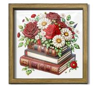 Kit de pintura de diamantes de flor por números de madera, forma especial con marco de fotos para adultos, decoración de hogar