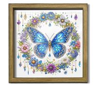 Kit de pintura de diamantes de flor por números de madera, forma especial con marco de fotos para adultos, decoración de hogar