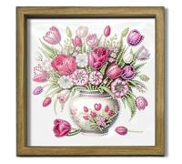 Kit de pintura de diamantes de flor por números de madera, forma especial con marco de fotos para adultos, decoración de hogar