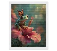 Kit de pintura de diamantes de rana con diseño de animal redondo, para decoración de pared del hogar, 40,6 x 50,8 cm
