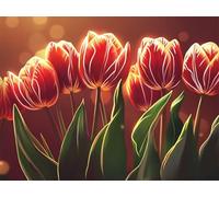 Kit de Pintura de Diamantes para Principiantes y Adultos, Flor, Mosaico de Punto de Cruz con Diamantes de Resina, Manualidades DIY Creativas para Regalo, Decorativo de Pared 35x45cm Tulipán Z#-1168