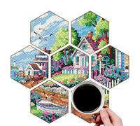 Kit de pintura de gemas, kit de mosaico con forma de peine de miel, suministros de manualidades, 7 posavasos con soporte para adultos, adolescentes y niños