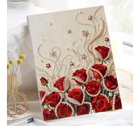 Kit de pintura de perlas de diamante para principiantes, 11.8 x 15.7 pulgadas, pintura artística de perlas con marco, hecha a mano con flores, mariposa, gemas, puntos, manualidades para decoración de