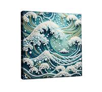 Kit de pintura de perlas de diamante, pintura artística de perlas con marco de color, hecha a mano con gemas de punto para decoración de pared del hogar, juego de regalo, 25 x 25 cm, 25 ondas