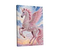 Kit de pintura de perlas de diamante, pintura artística de perlas con marco de color, hecha a mano con gema de puntos para decoración de pared del hogar, juego de regalo de 30 x 40 cm, 14 caballos