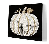 Kit de pintura de perlas de diamante, pintura artística de perlas con marco negro, hecho a mano con gemas de puntos para decoración de pared del hogar, juego de regalo, 23 calabazas