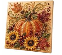 Kit de pintura de perlas de otoño, lindas manualidades de pintura de perlas 5D para adultos, kit de pintura de perlas de diamante de calabaza para principiantes, kit de pintura de perlas de diamante