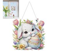 Kit de pintura de piedras preciosas de Pascua, decoración de pared colgante - Huevo de conejo Acrílico Gem Art Pintura Ornamento | Artesanía de arte, decoración de pared de doble cara para el salón de