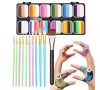 Kit De Pintura Facial - 12 Colores | Pintura Corporal Arcoíris Con Pincel Ancho | Paleta De Pinttura Facial Arcoíris | Pinturas Lavables Que No Se Decoloran Para Festivales, Fiestas, Disfraces, Disfra