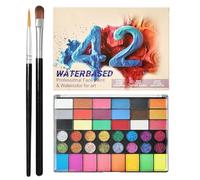Kit de pintura facial, 20.3x14cm, paleta de maquillaje portátil, para cara y cuerpo, juego de pintura de perfil profesional con colores brillantes, suministros creativos, para festivales, cumpleaños,