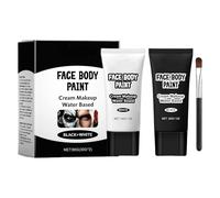 Kit de pintura facial en crema, pintura corporal a base de agua - Pintura facial para maquillaje de | Maquillaje de Halloween, corporal de cara blanca y negra para , , esqueleto, disfraz de va