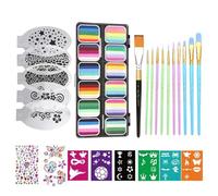 Kit de pintura facial: juego de cosméticos lavables con paleta de doce rejillas, colores seguros para la piel, plantillas de pinceles creativos incluidas, diseño y fácil de aplicar | Solución di