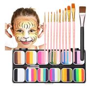 Kit De Pintura Facial Lavable - Set De Maquillaje Artístico Para Niños Y Adultos | Paleta De 12 Colores No Tóxicos Para Rostro Cuerpo, Fácil De Aplicar Limpiar