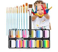 Kit de pintura facial - Paleta de pintura facial de 12 colores para adultos y niños | Juego de maquillaje de arte corporal lavable, fiesta no tóxica de pintura arcoiris para niñas de cosplay, decoraci