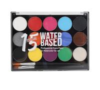 Kit de pintura facial para niños - 15 colores, paleta de pintura corporal a base de agua y set de maquillaje - Lavable - Para carnaval, Halloween, fiestas y cosplay (30 g) (Tipo A)
