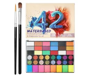 Kit De Pintura Facial Para Niños,Pintura para Cara Activada con Agua con Pincel | Paleta Portátil Para Carnaval Halloween Fiestas Escolares Eventos Festivales