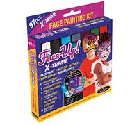 Kit de Pintura Facial XL Original - Face-UP: 97 Piezas, 3 en 1: Pintura Facial, Tatuajes con Purpurina, pedrería y Tiza para el Cabello. Hipoalergénico y Probado por dermatólogos (Face Up X-Treme)
