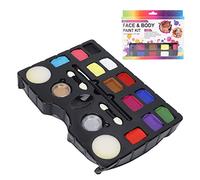 Kit de pintura facial y corporal de 12 colores con 2 polvos de purpurina, paleta de pintura facial a base de agua para niños, brocha de esponja de aplicación fácil incluida para fi