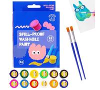 Kit de pintura lavable para principiantes, 12 colores seguros, lavables, accesorios de arte con pincel, kit de pintura para principiantes, actividades de aprendizaje interior y exterior